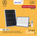 REFLECTOR LED SOLAR CON PANEL SOLAR MONTABLE, CONTROLADOR, SENSOR Y BATERIA RECARGABLE INCLUIDA. 2300LM BLANCO FRIO.