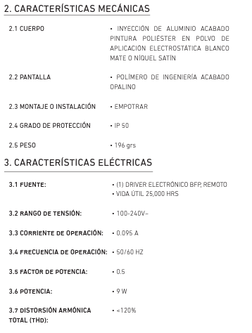 LUNA 9 FLAT 9W 100-240V 60K BC