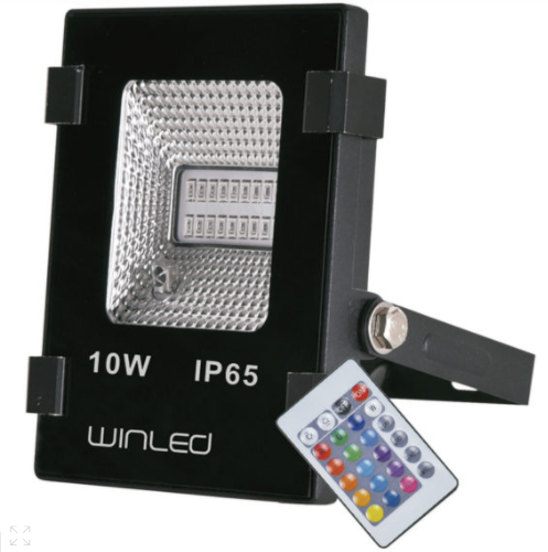 REFLECTOR LED 10W SMD RGB CON CONTROL REMOTO EXTERIOR