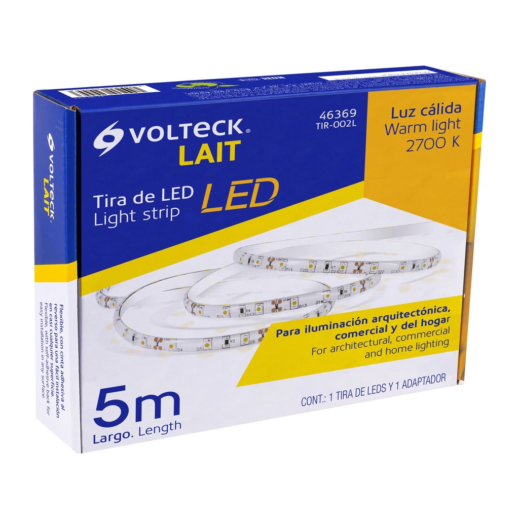 Tira de LED para interior y exterior, 5 m, 18 W, 2700K