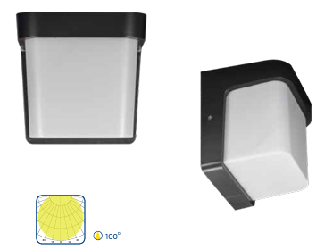 Luminario de pared Led Adria, 12w, 100-240v, 50-60hz, IP54, 3000°K, Policarbonato + ABS, Gris Urbano