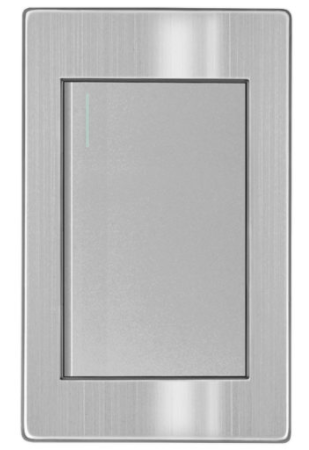 PLACA APAGADOR DE 1 INTERRUPTOR 3 VIAS 100-260V CA ACERO INOX. GRIS 77X124MM