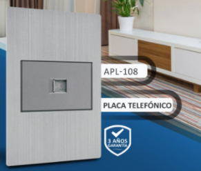 PLACA CONTACTO TELEFÓNICO ACERO INOX. GRIS 77X124MM