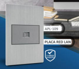 PLACA CONTACTO RED LAN TIPO RJ45 CAT5 ACERO INOX. GRIS 77X124MM