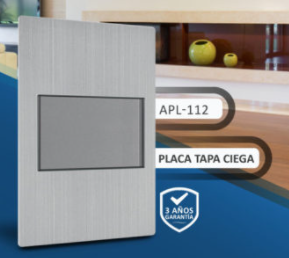 PLACA TAPA CIEGA ACERO INOX. GRIS 77X124MM