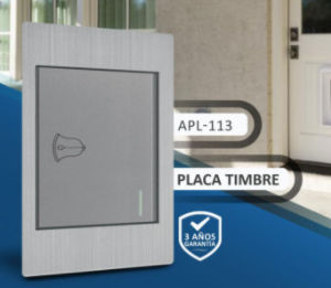 PLACA CONTACTO TIMBRE ACERO INOX. GRIS 77X124MM