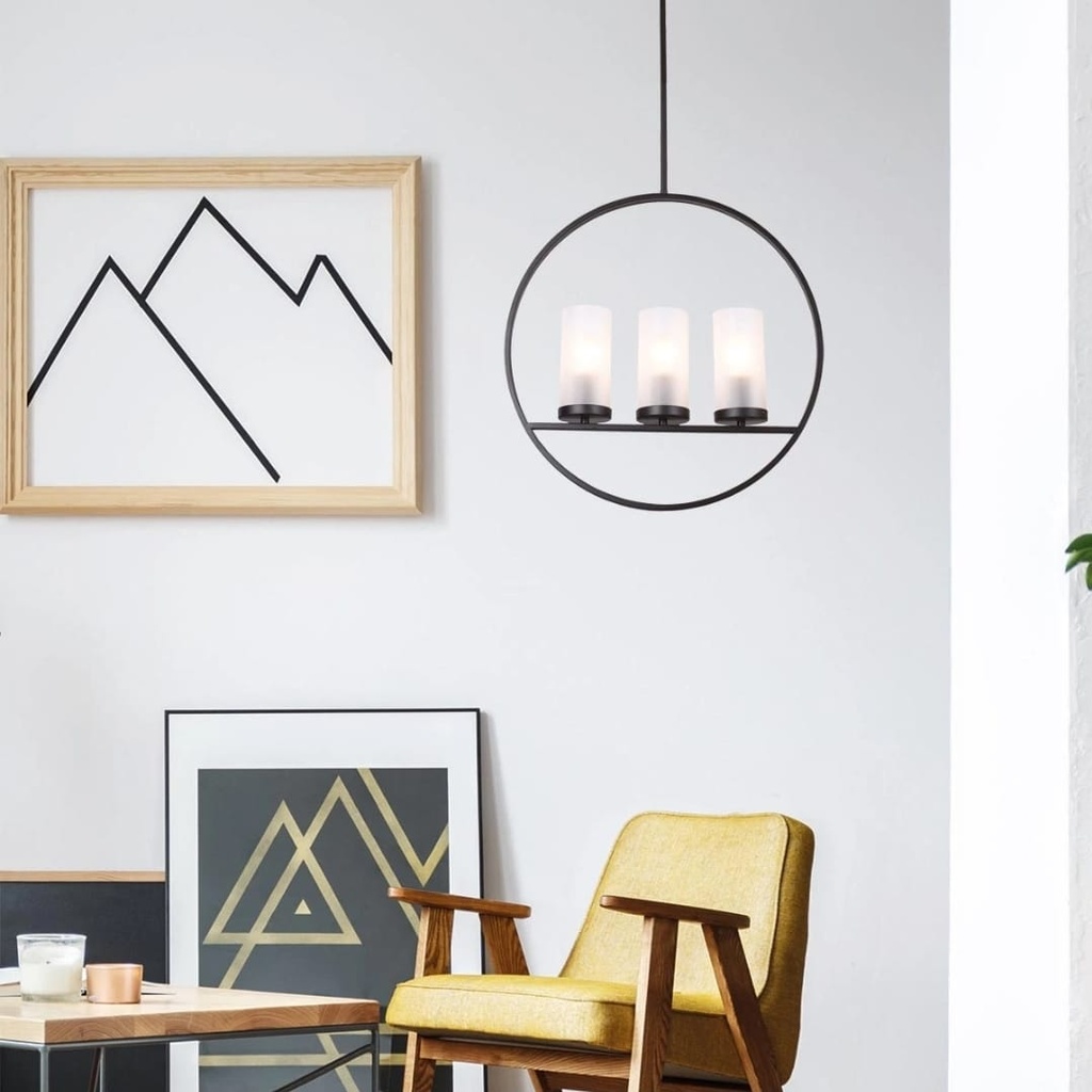 CANDIL CRISTAL/METAL COLOR NEGRO 3 X 60 W RODA