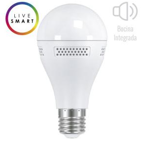 LAMPARA LED, 9W. 100-127V. E26  BOCINA HQ integrada inalámbrica (10mts)