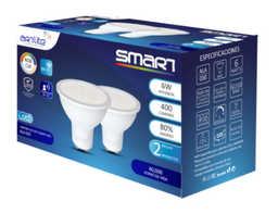 [ALA-030] LAMPARAS LED SMART WIFI RGB CW MULTICOLOR Y BLANCOS GU10 6W HASTA 400LM DIMEABLE CON APP PAQUETE DUAL (INCLUYE 2 PRODUCTOS)