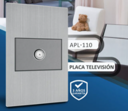 [APL-110] PLACA CONTACTO TELEVISIÓN ACERO INOX. GRIS 77X124MM